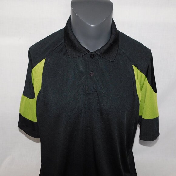 Mike Weir Golf Cool Effect Mens L 44 Black Green Golf Short Sleeve Polo Shirt - Picture 2 of 8